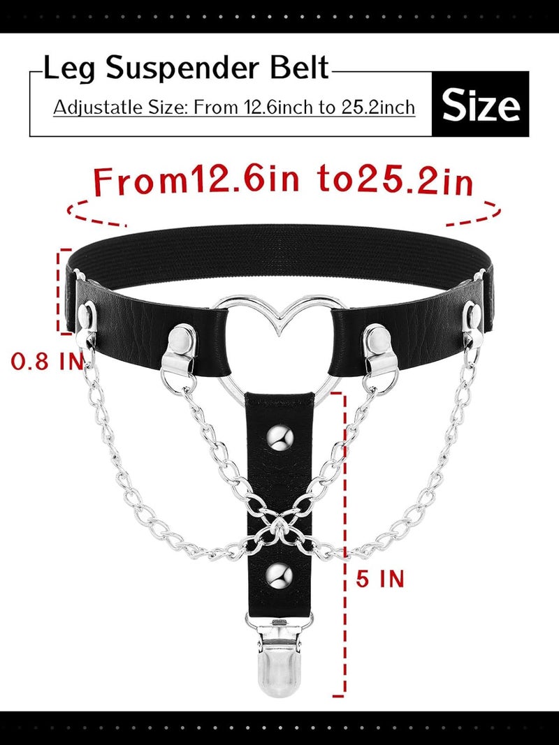 Lorealri Store Thigh High Garter Belt Adjustable Rock Heart Gothic Leg Suspender Belts Rave Party Thigh Lingerie for Women(2 PCs) - Image 4